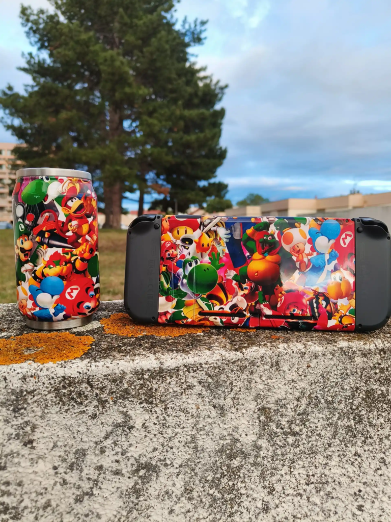 custom canette isotherme et nintendo switch motif mario par impression hydrographique/hydro dipping by AF dipping